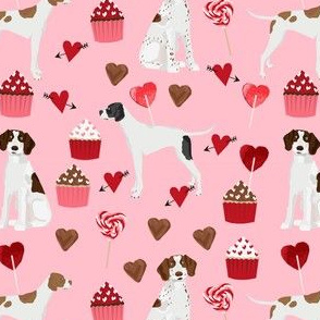 english pointer dog fabric - valentines love cute cupcakes design - pink