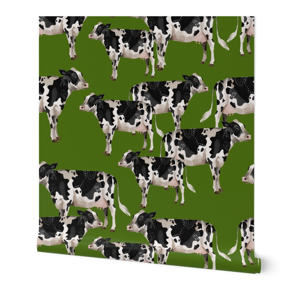 Cows Cows Cows - Grass Green background