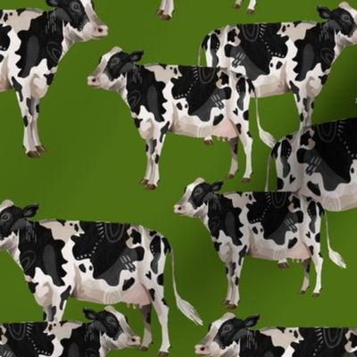 Cows Cows Cows - Grass Green background