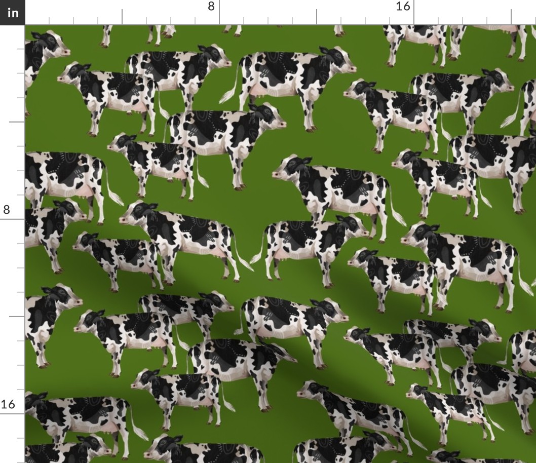 Cows Cows Cows - Grass Green background