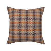 Asymmetric Plaid in Chocolate Cream and Orange