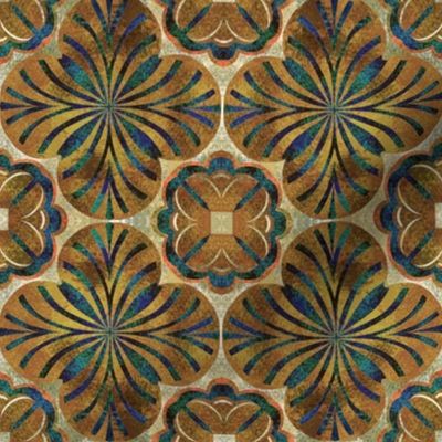 Mottled Golds and Blue Greens inspired by Spanish Tile