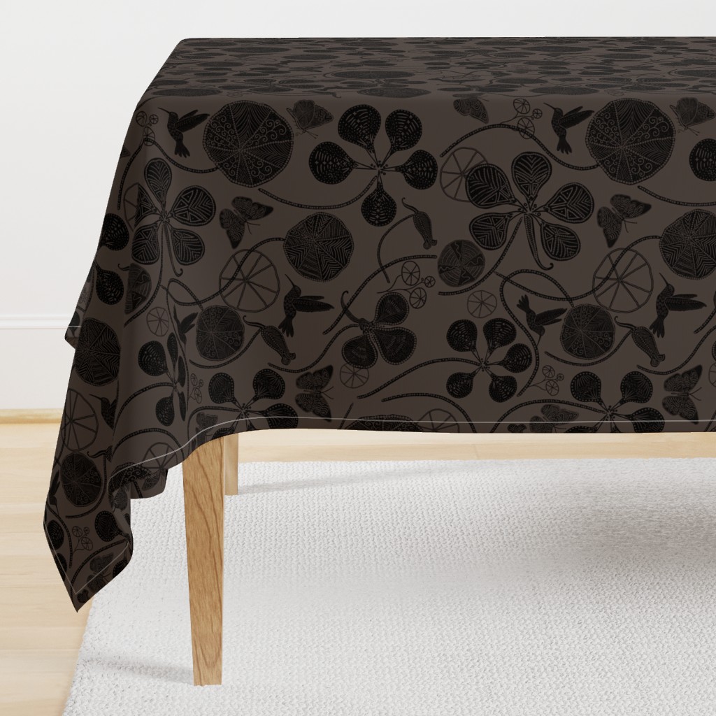 African Nasturtium Garden 1 (Pantone cool brown) black