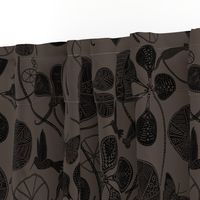 African Nasturtium Garden 1 (Pantone cool brown) black