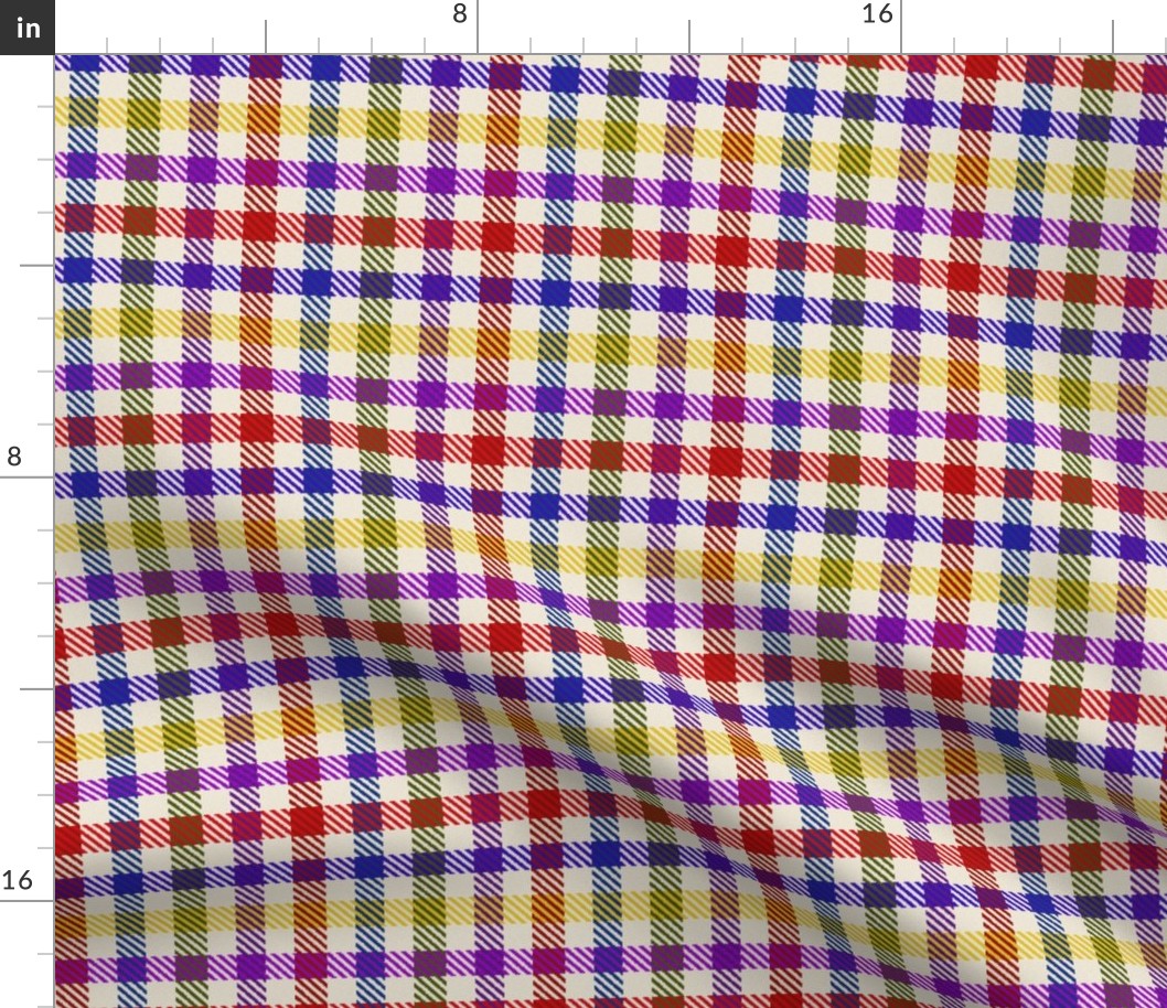 8 Color Asymmetrical Plaid in Bright Colors
