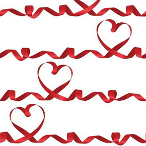 Love me tight // white background red gradient ribbons