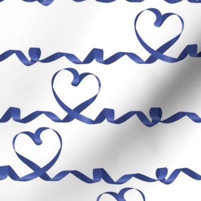 Love me tight // white background blue gradient ribbons