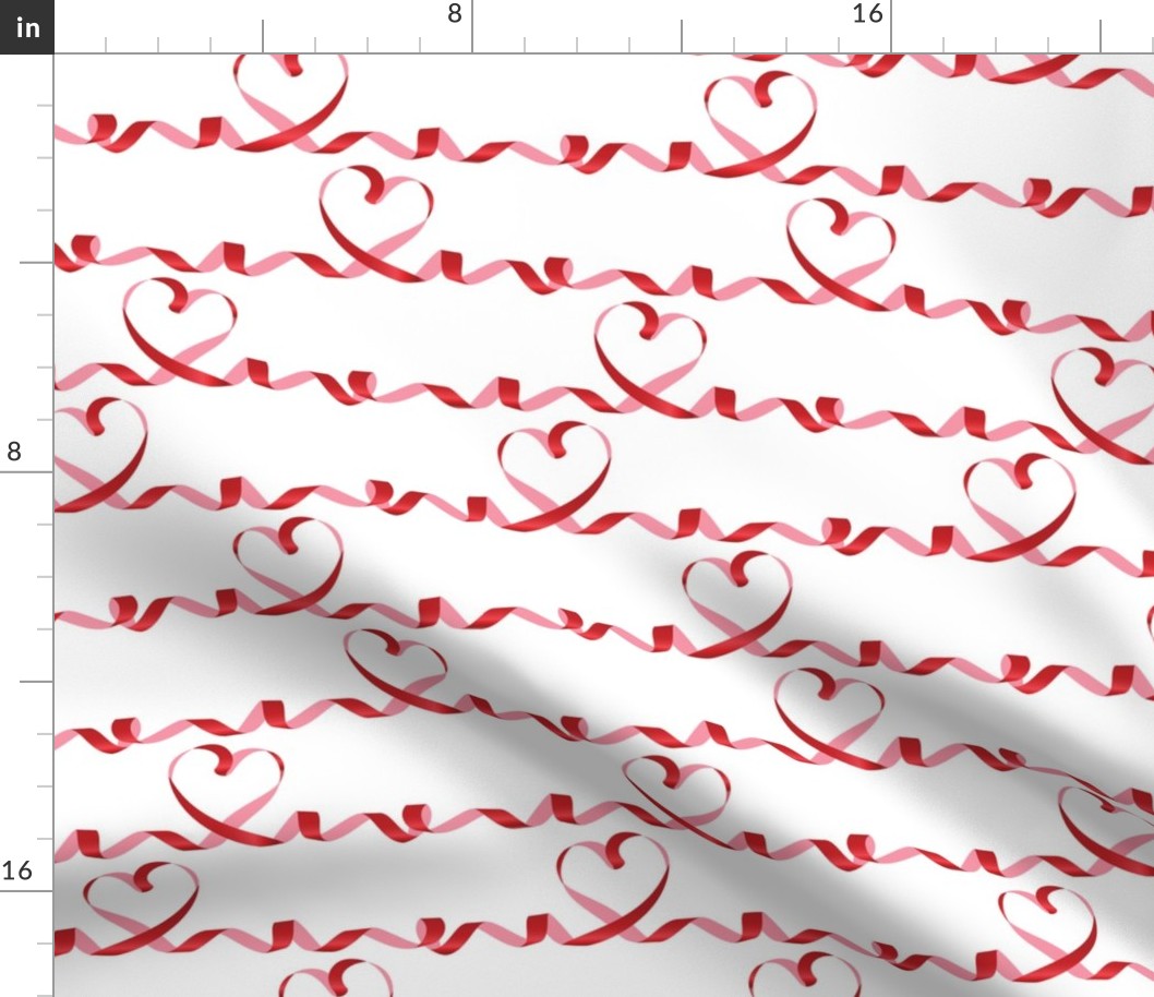 Love me tight // white background pink & red gradient ribbons