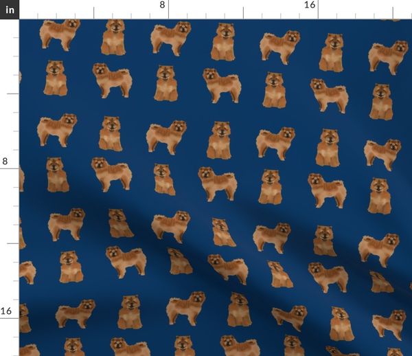 Fabric By The Yard Chow Chow Simple Dog Breed Fabric Navy