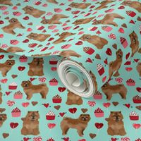 chowchow valentines cupcakes love hearts dog breed fabric turquoise