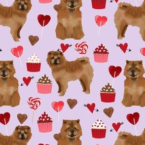 chowchow valentines cupcakes love hearts dog breed fabric purple