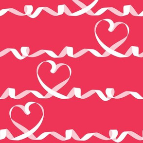 Love me tight // red background pink white ribbons