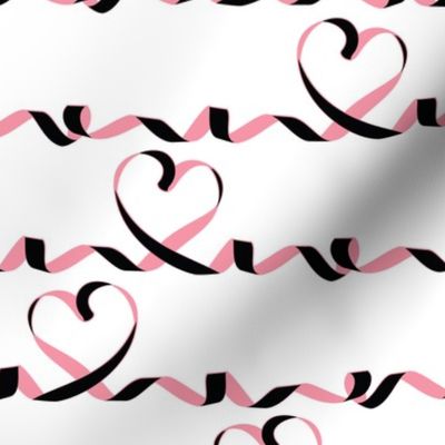 Love me tight // white background black & pink ribbons