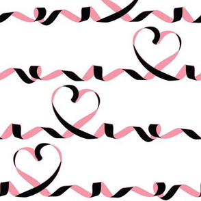 Love me tight // white background black & pink ribbons