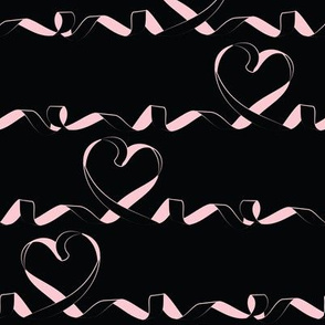 Love me tight // black background pink ribbons