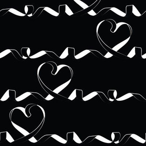 Love me tight // black background white ribbons