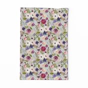 Floral - Plum Purple & Blush Flowers (frost gray) Garden Blooms Baby Girl Nursery