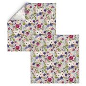 Floral - Plum Purple & Blush Flowers (frost gray) Garden Blooms Baby Girl Nursery