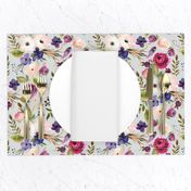 Floral - Plum Purple & Blush Flowers (frost gray) Garden Blooms Baby Girl Nursery