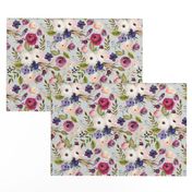 Floral - Plum Purple & Blush Flowers (frost gray) Garden Blooms Baby Girl Nursery