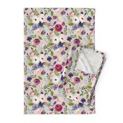 Floral - Plum Purple & Blush Flowers (frost gray) Garden Blooms Baby Girl Nursery