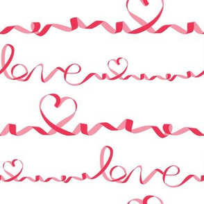 Love me tight // white background red & pink ribbons