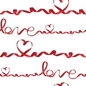 Love me tight // white background red gradient ribbons