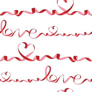 Love me tight  // white background red gradient & pink ribbons