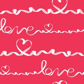 Love me tight  // red background white & pink ribbons