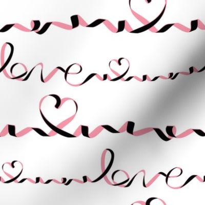 Love me tight  // white background black & pink ribbons