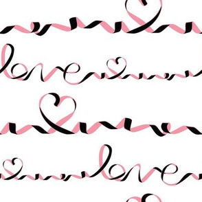 Love me tight  // white background black & pink ribbons