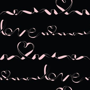 Love me tight  // black background pink ribbons