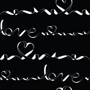 Love me tight  // black background white ribbons