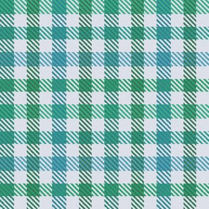 8 Color Asymmetrical Plaid in Blue-Greens