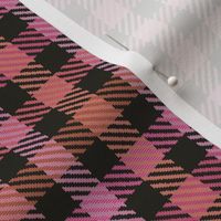 8 Color Asymmetrical Plaid in Pinks Peaches and Black