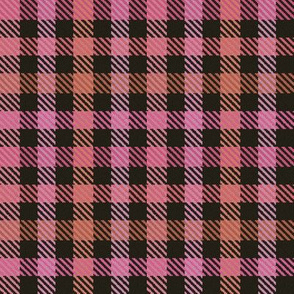 8 Color Asymmetrical Plaid in Pinks Peaches and Black