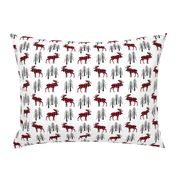 Plaid Moose & Trees - Black and Red Buffalo Plaid Lumberjack Baby Nursery Kids Childrens Bedding Woodland Animals