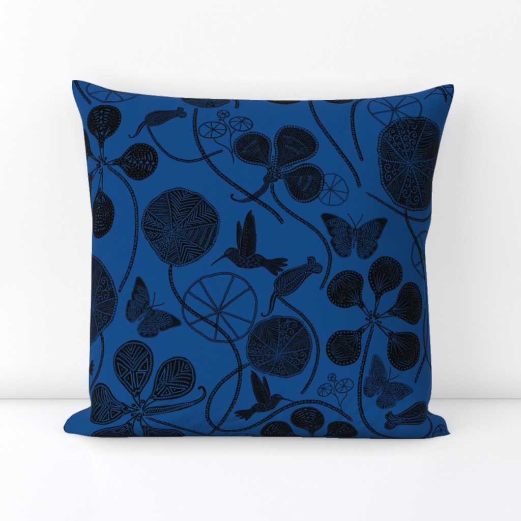 Black African Nasturtium Garden (Pantone Lapis Blue) 