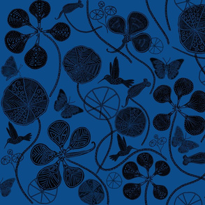 Black African Nasturtium Garden (Pantone Lapis Blue) 