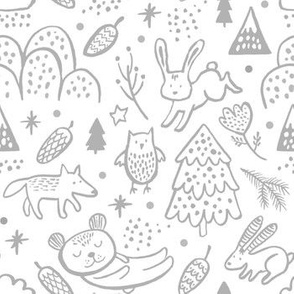 Woodland Animals Gray by Minikuosi