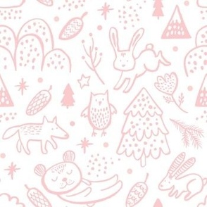 Woodland Animals Blush Pink by Minikuosi
