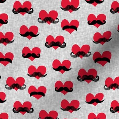 (small scale) mustache hearts - Valentine's Day fabric