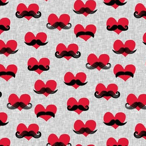 (small scale) mustache hearts - Valentine's Day fabric