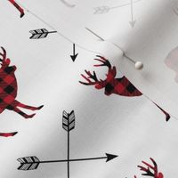 Plaid Deer & Arrows - Black and Red Buffalo Plaid Lumberjack Baby Nursery Kids Childrens Bedding Woodland Animals