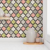 Blush and Green Watercolor Tiles 