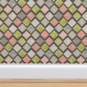 Blush and Green Watercolor Tiles 