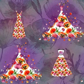 LARGE DREAMY POPPIES DRESSES PURPLE FLWRHT