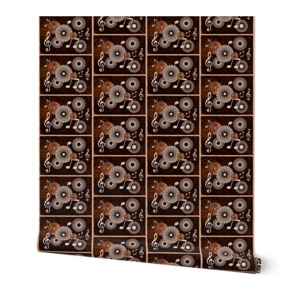 MDZ32 - Small -  Musical Daze Tiles in Cream on Milk Chocolate  Brown