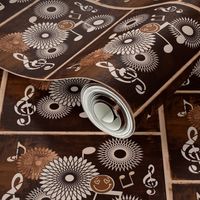 MDZ32 - Small -  Musical Daze Tiles in Cream on Milk Chocolate  Brown