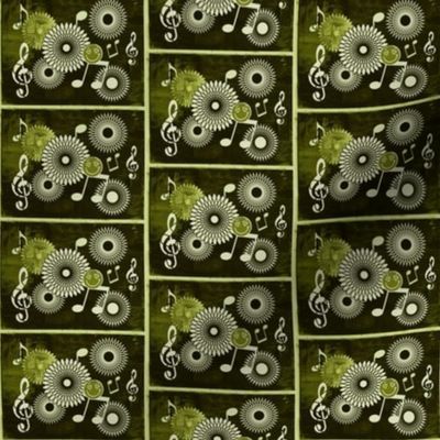 MDZ33 -  Small -  Musical Daze Tiles in Monochromatic Olive Green